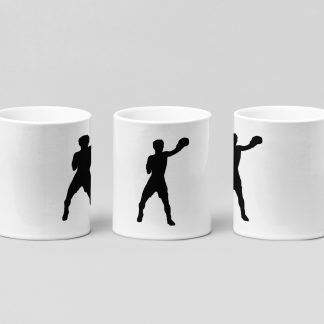 boxer silhouette boxing mug in white