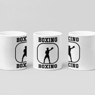 boxing frame fighter boxing mug in white