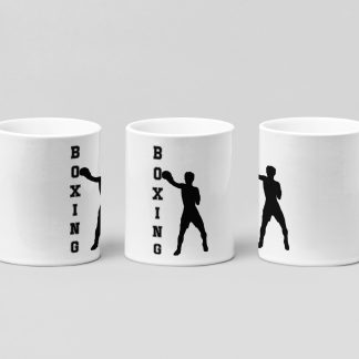 boxing vertical fighter boxing mug in white