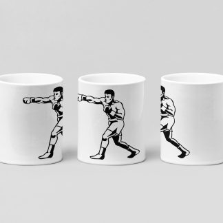 vintage boxer jab boxing mug in white