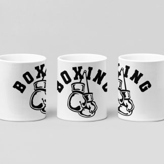 boxing curve gloves boxing mug in white