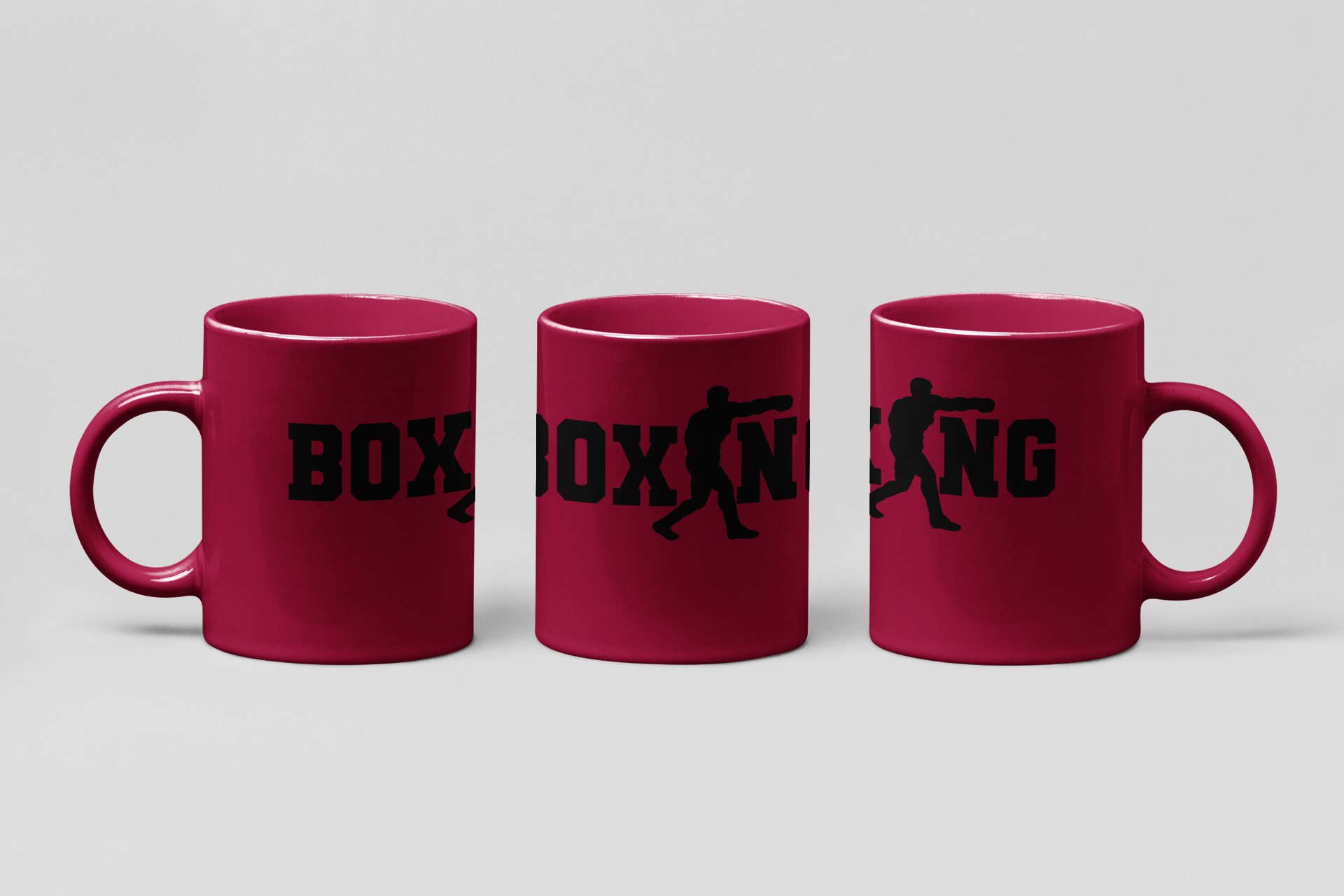 boxing punch letterform boxing mug in burgundy