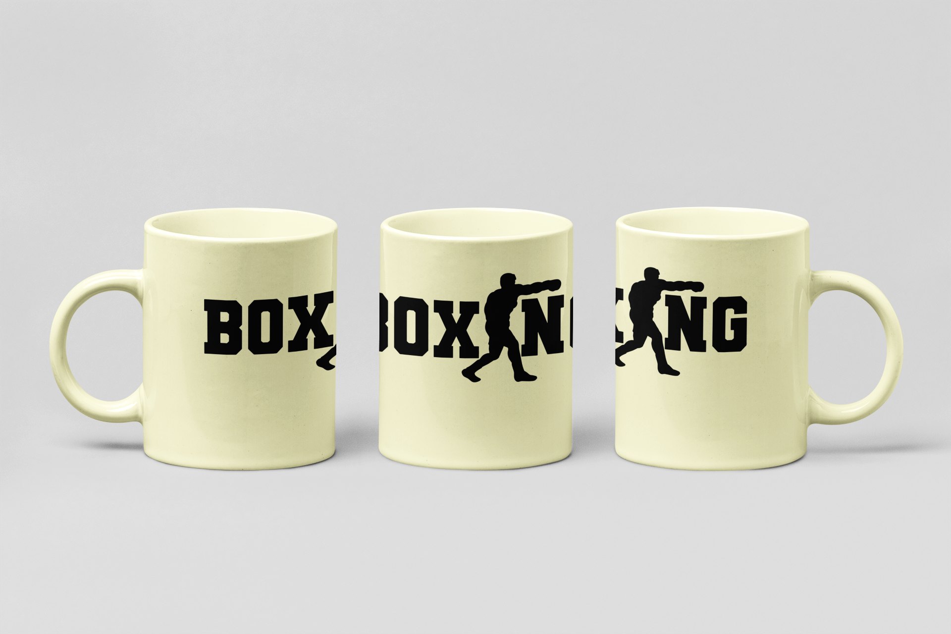 boxing punch letterform boxing mug in cream