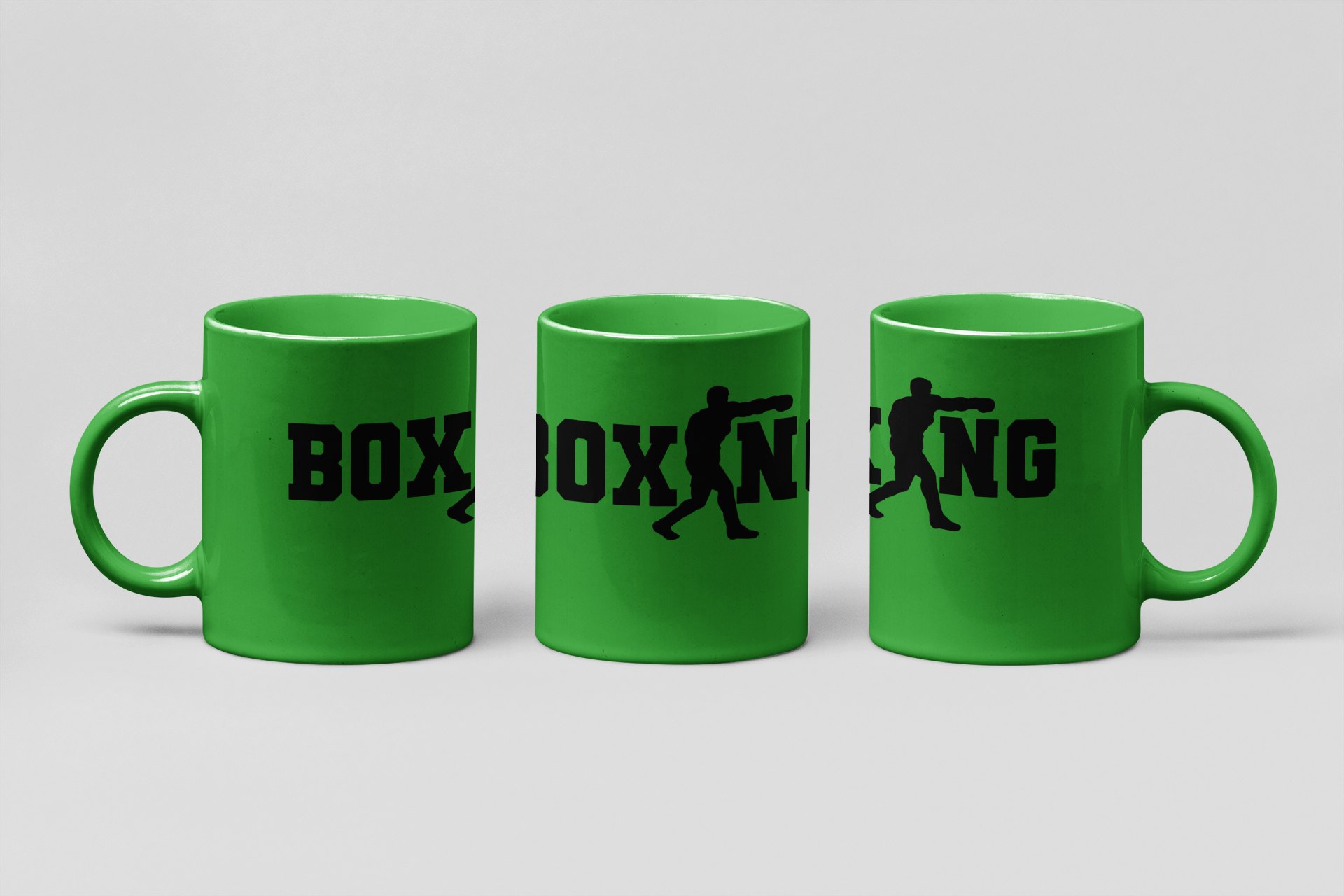 boxing punch letterform boxing mug in forest green