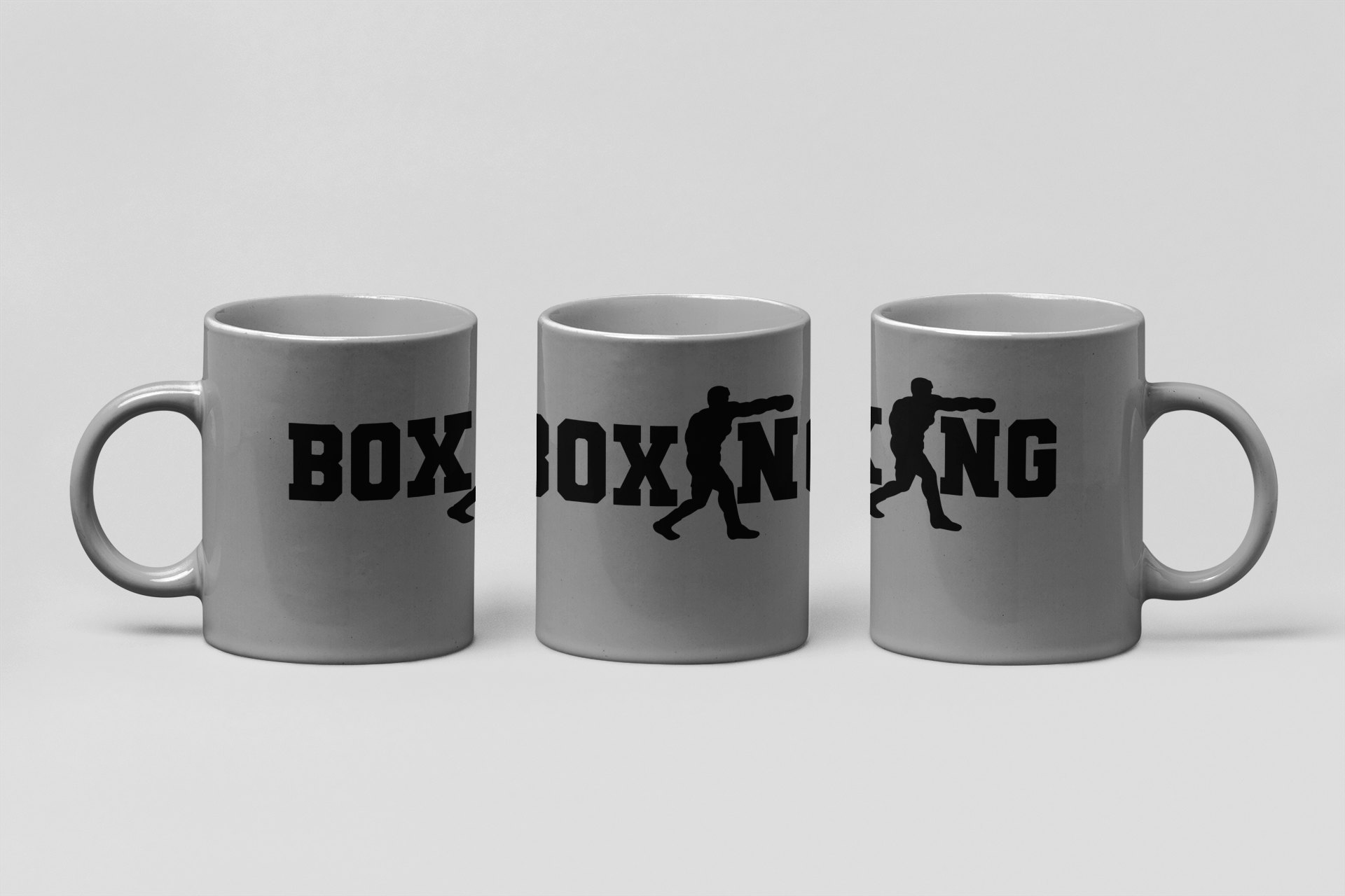 boxing punch letterform boxing mug in grey
