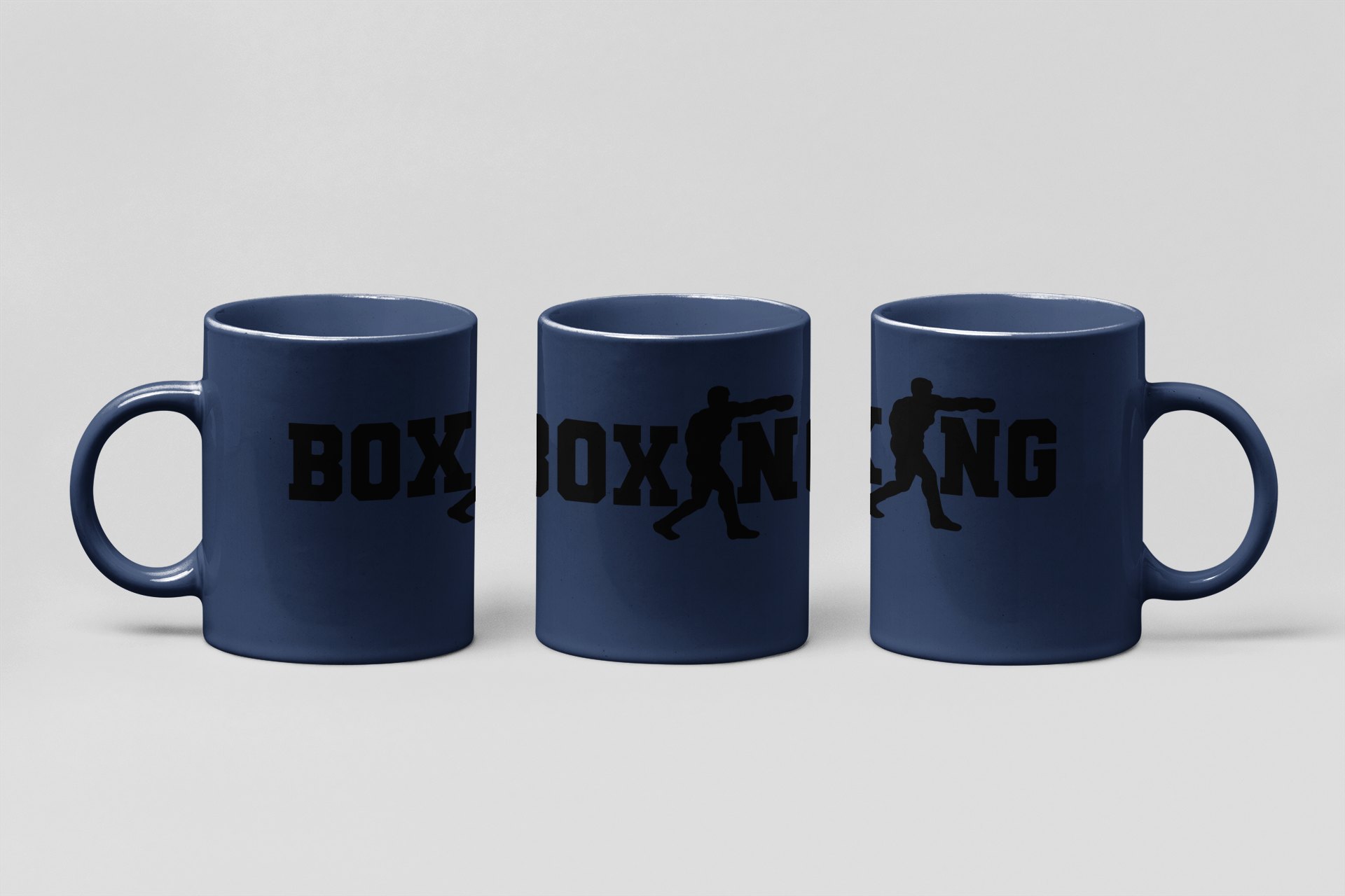 boxing punch letterform boxing mug in navy