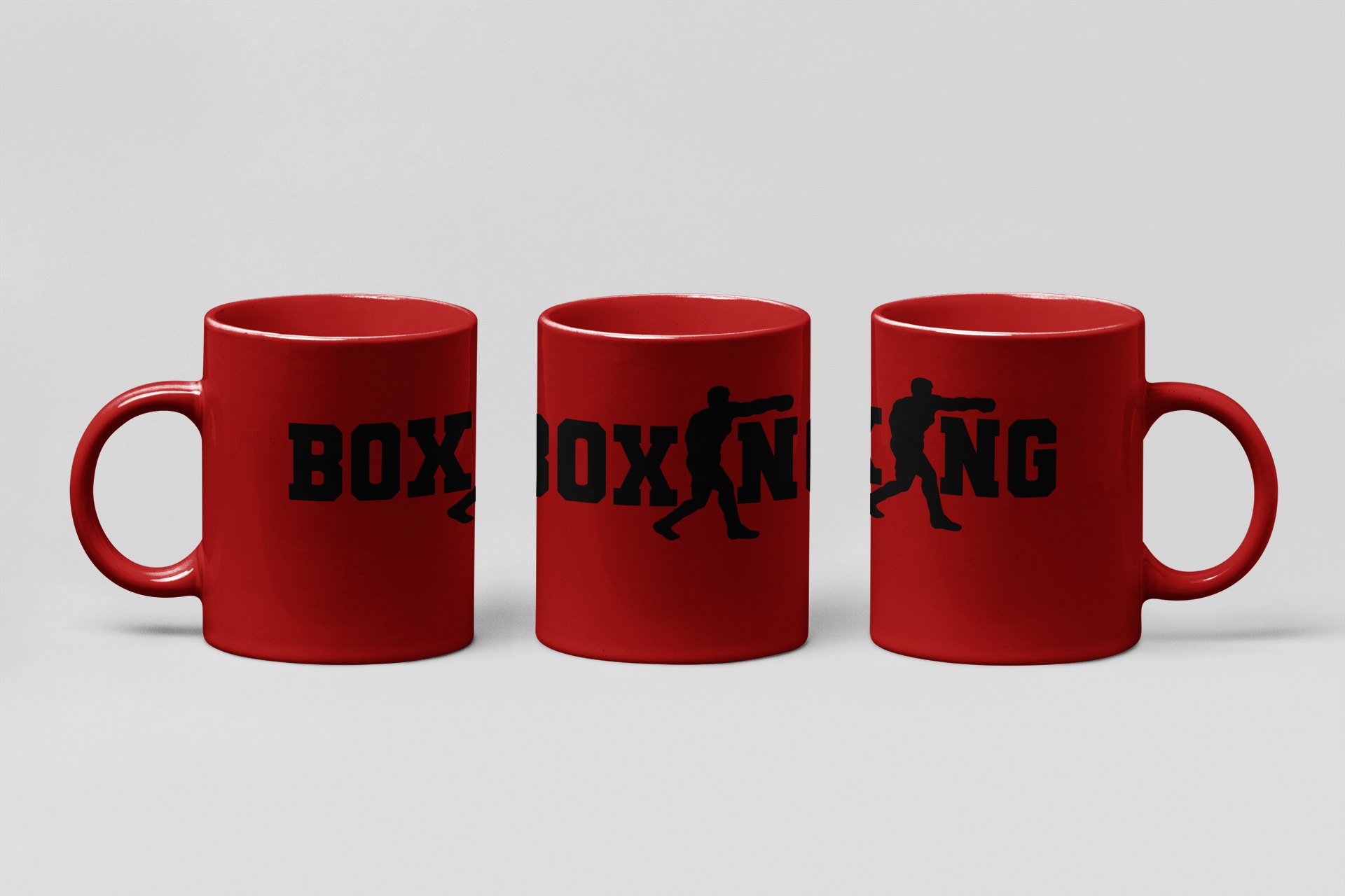 boxing punch letterform boxing mug in red