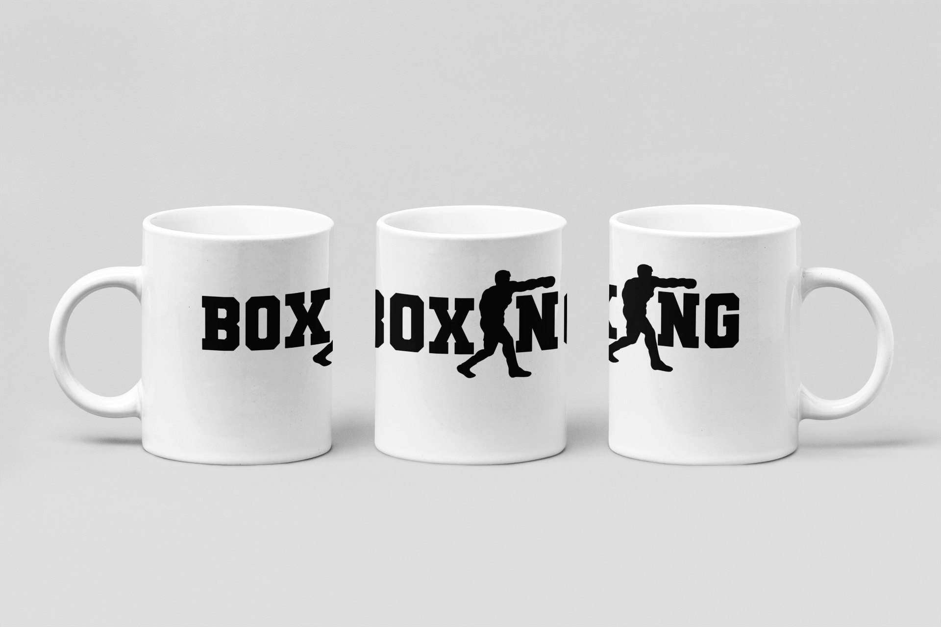 boxing punch letterform boxing mug in white