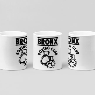 bronx boxing club arch boxing mug in white