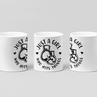 just a girl circle boxing mug in white