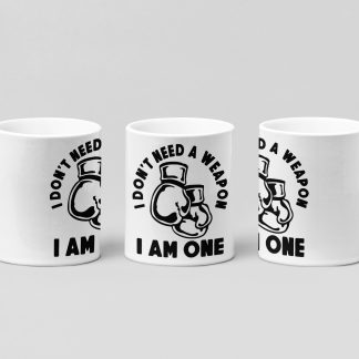 i am one circle boxing mug in white