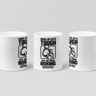 when life gets tough framed boxing mug in white