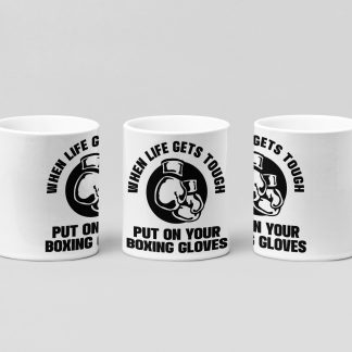 when life gets tough circle boxing mug in white