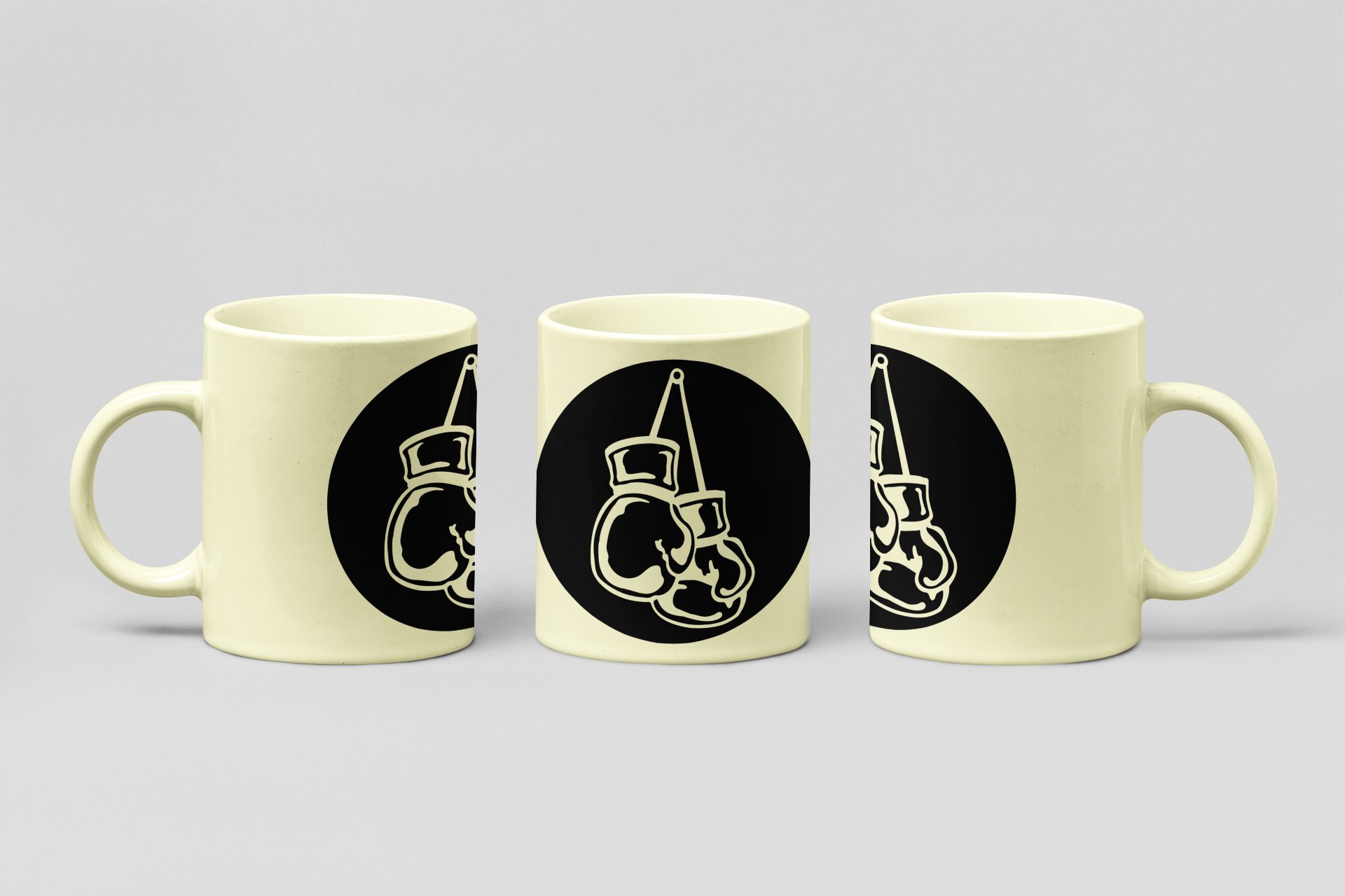 glove disc badge boxing mug in cream