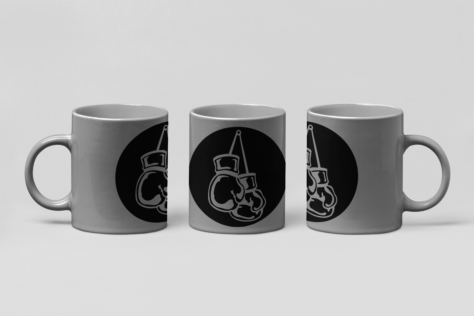 glove disc badge boxing mug in grey