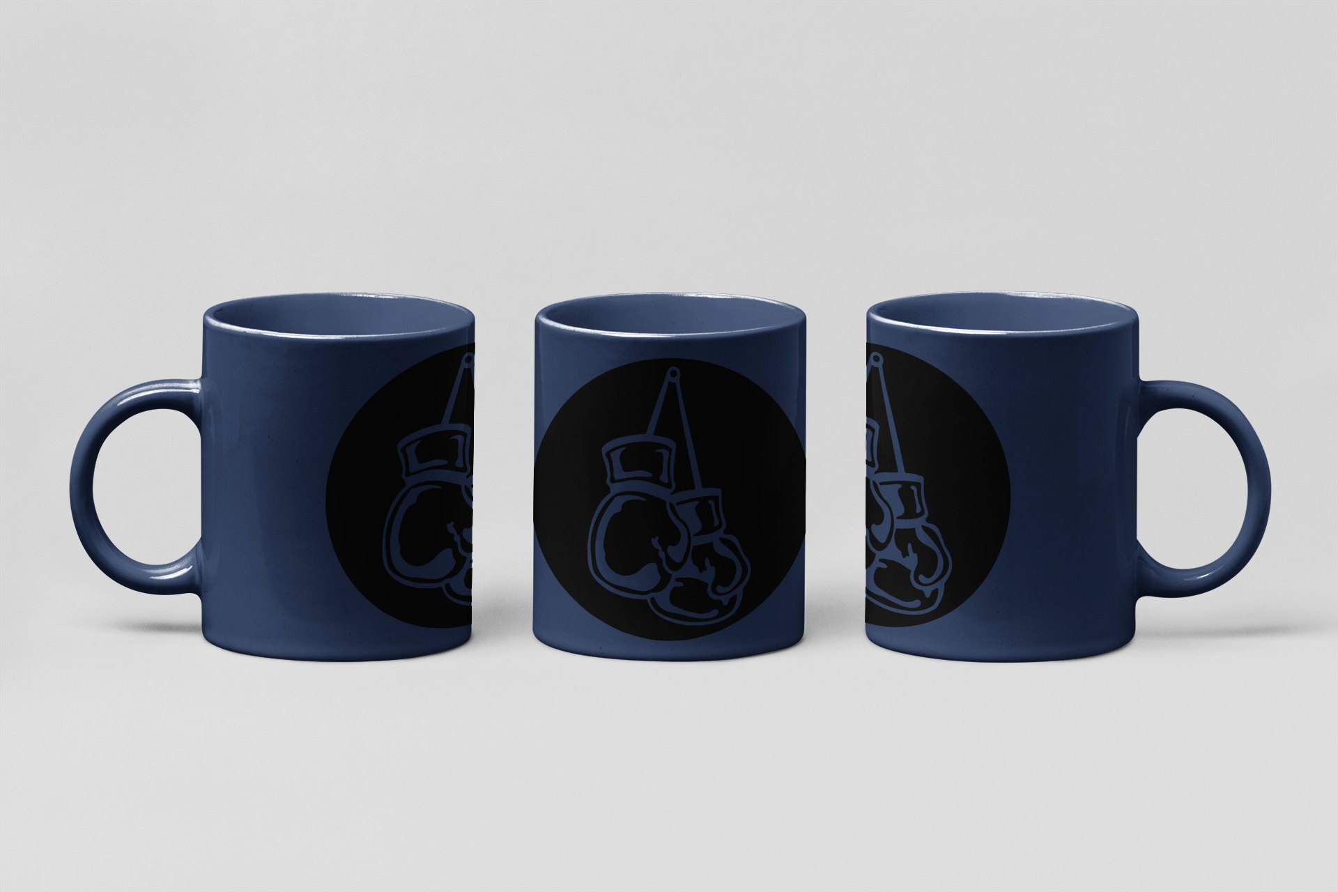 glove disc badge boxing mug in navy