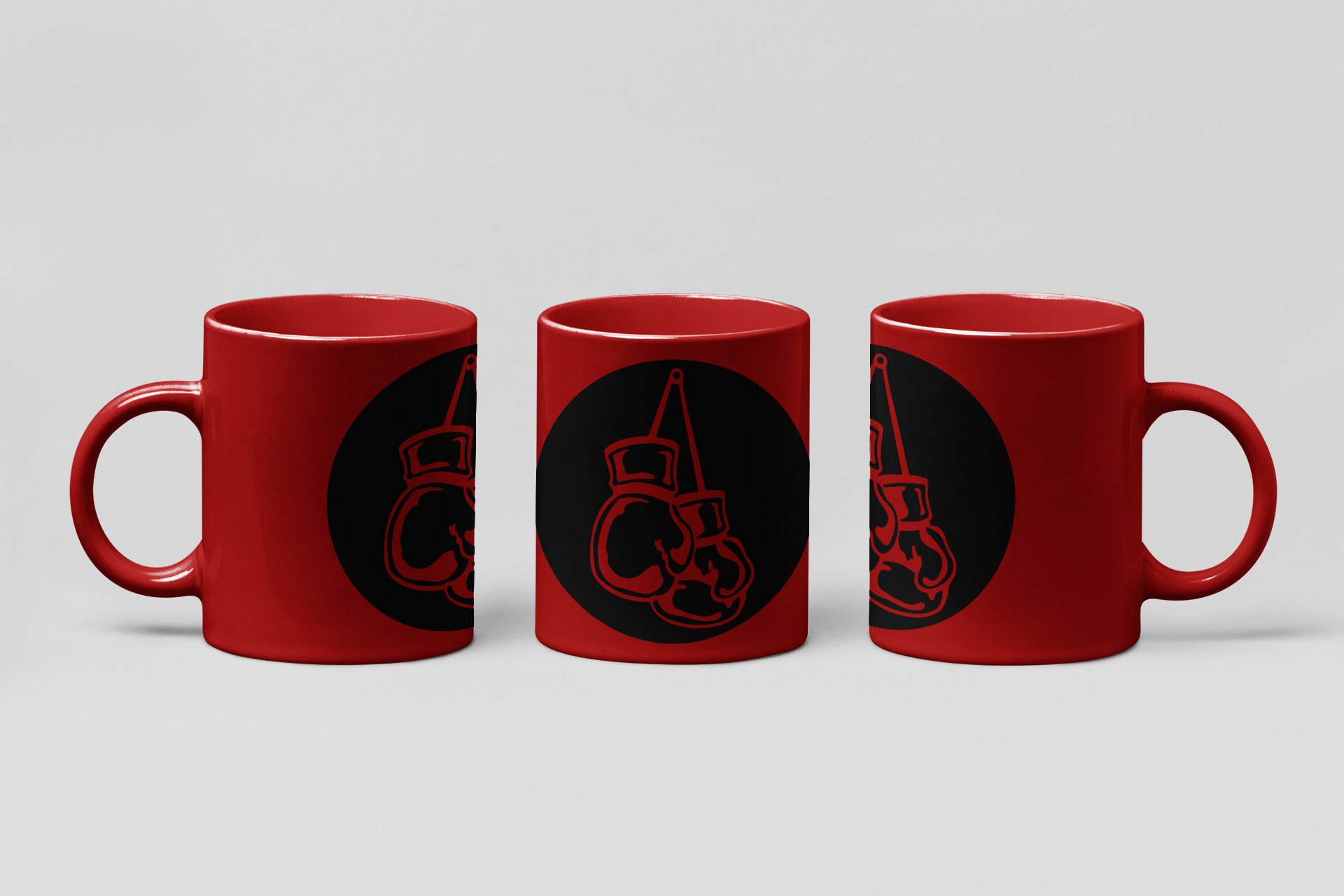 glove disc badge boxing mug in red