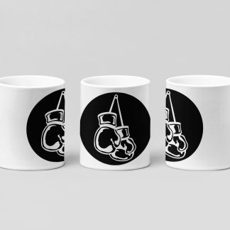 glove disc badge boxing mug in white