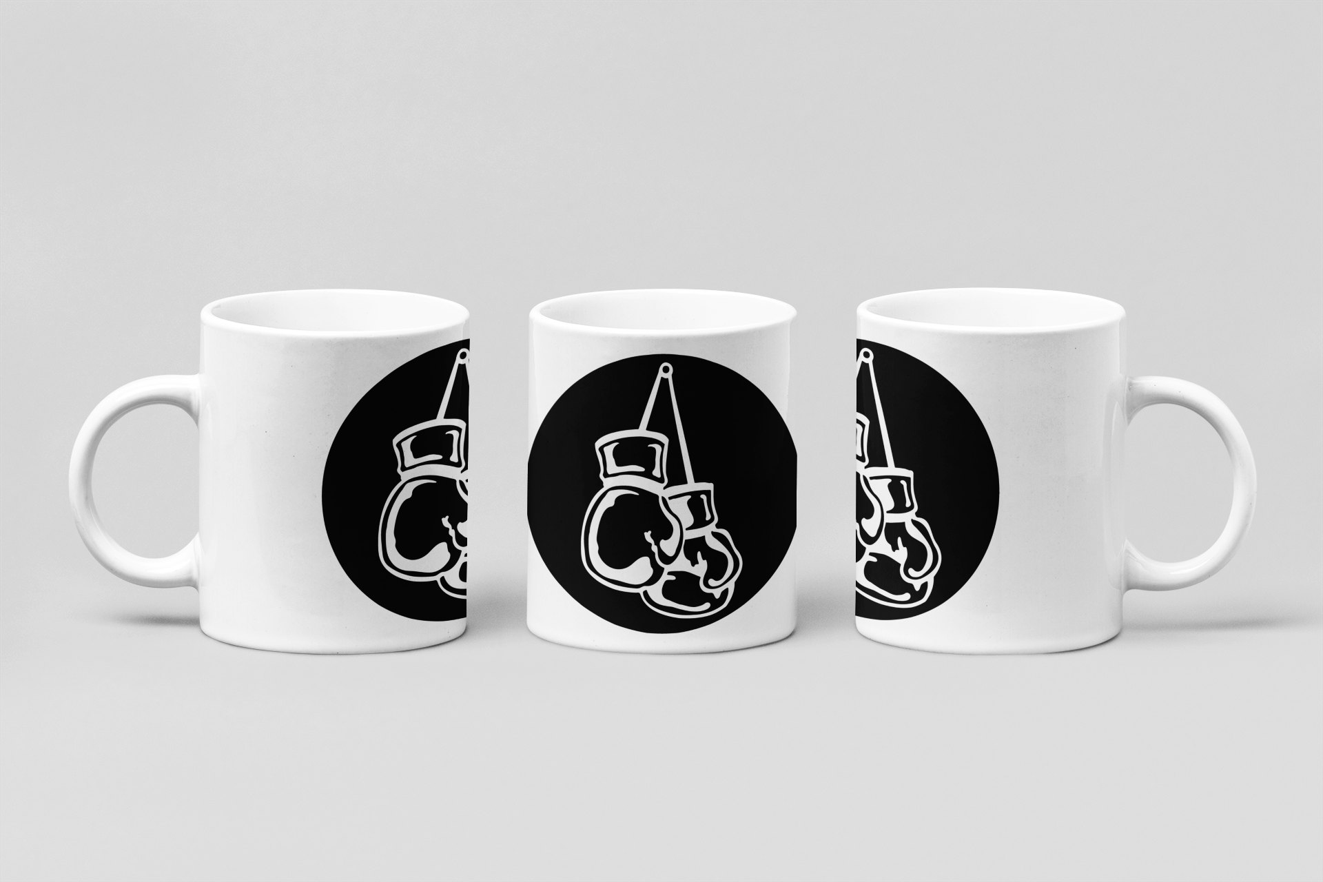 glove disc badge boxing mug in white