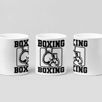 boxing framed gloves boxing mug in white