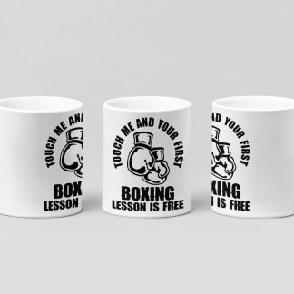 touch me arch boxing mug in white