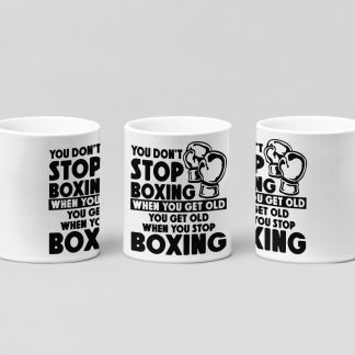 never stop boxing boxing mug in white
