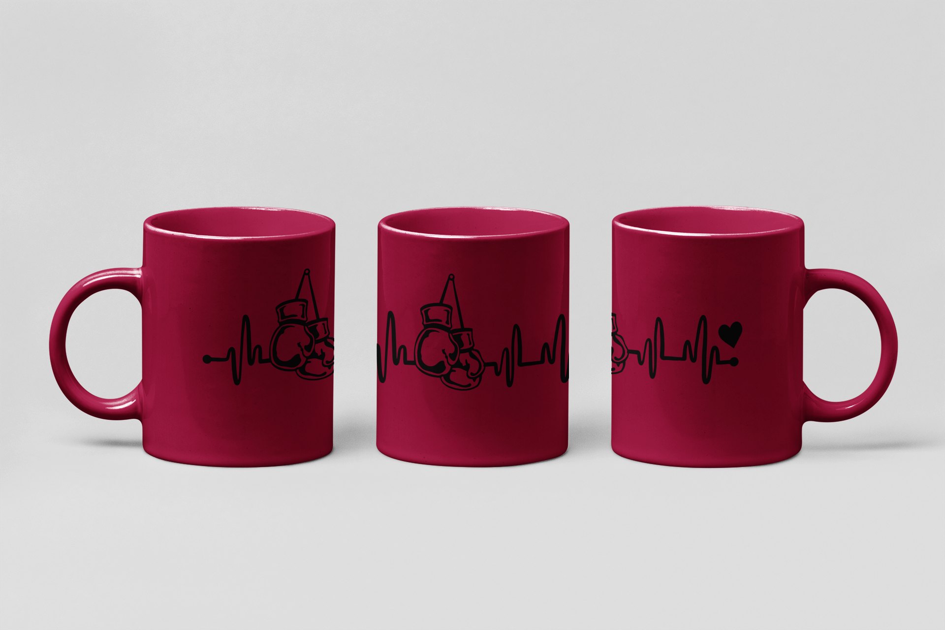 glove heartbeat heart boxing mug in burgundy