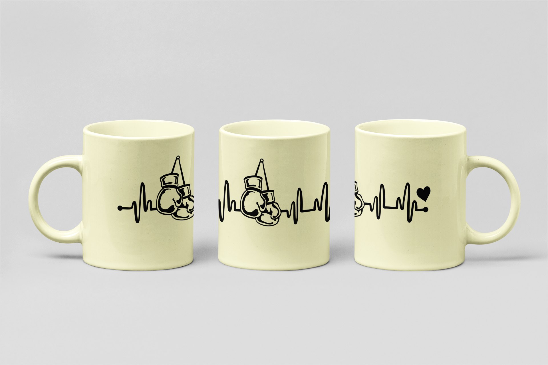 glove heartbeat heart boxing mug in cream