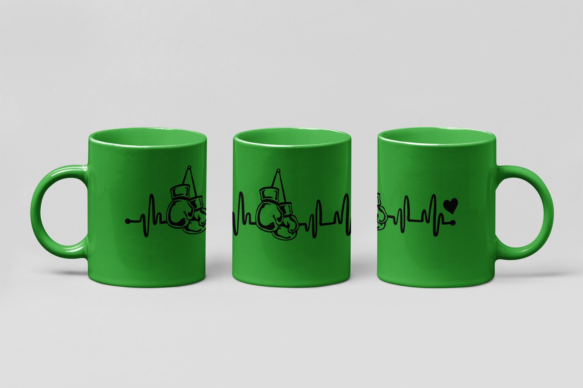 glove heartbeat heart boxing mug in forest green