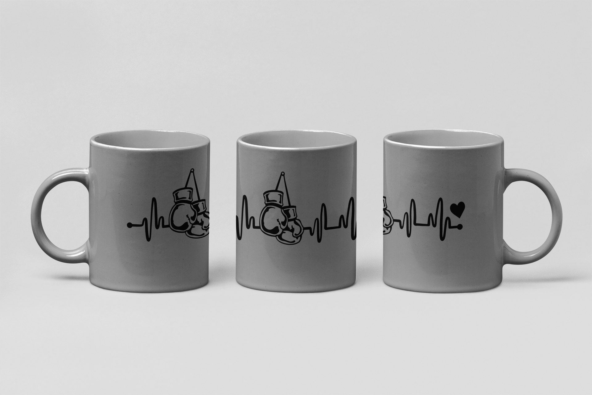 glove heartbeat heart boxing mug in grey