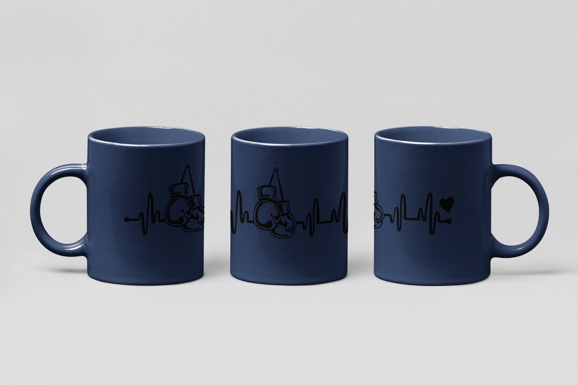 glove heartbeat heart boxing mug in navy