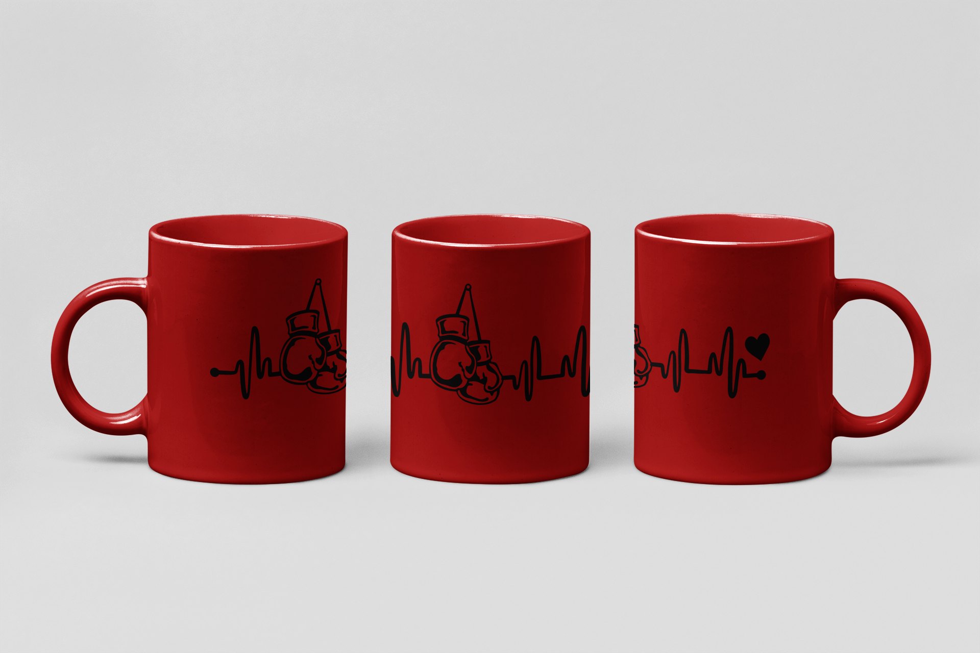 glove heartbeat heart boxing mug in red