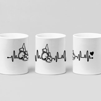 glove heartbeat heart boxing mug in white