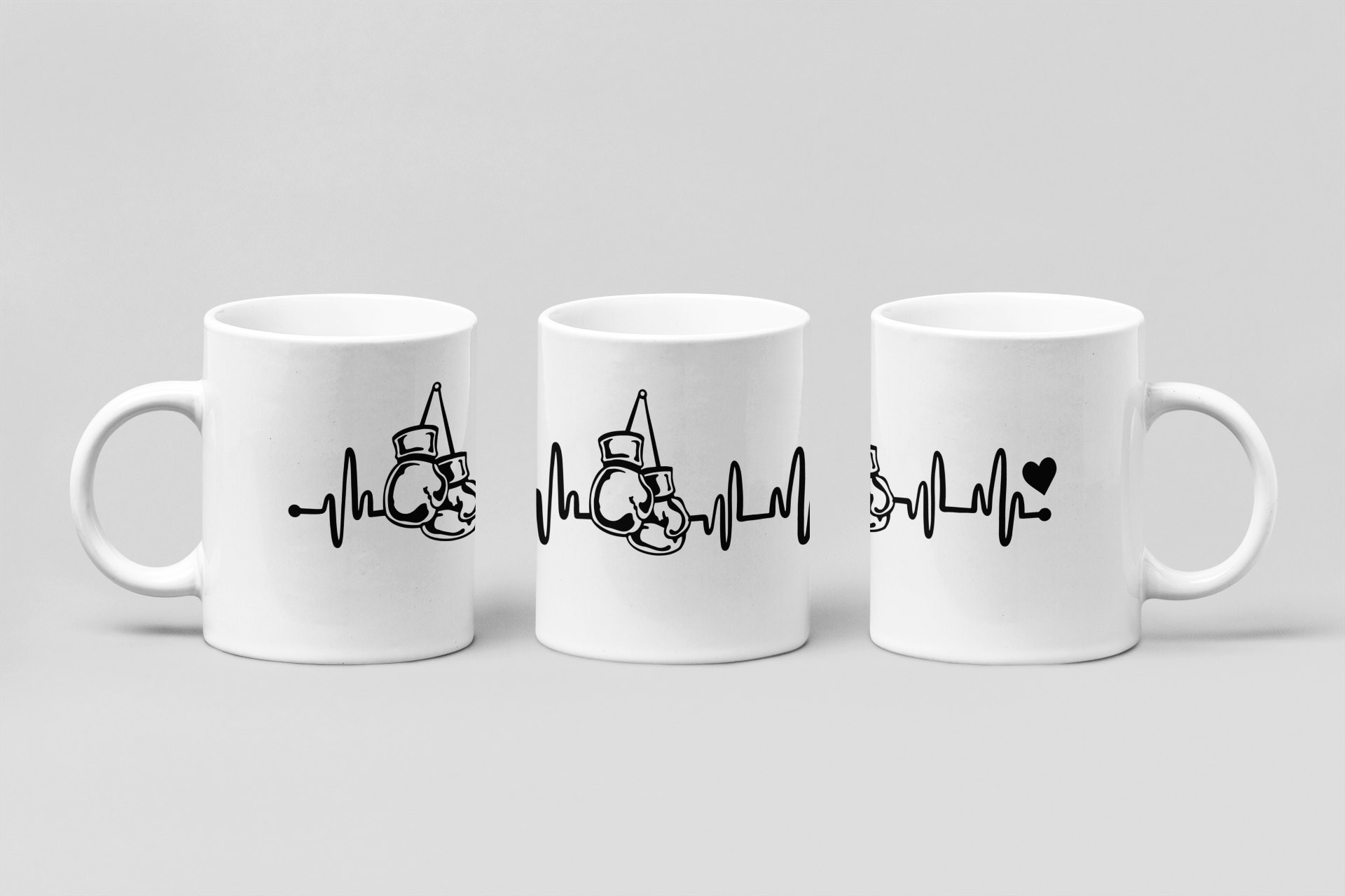 glove heartbeat heart boxing mug in white