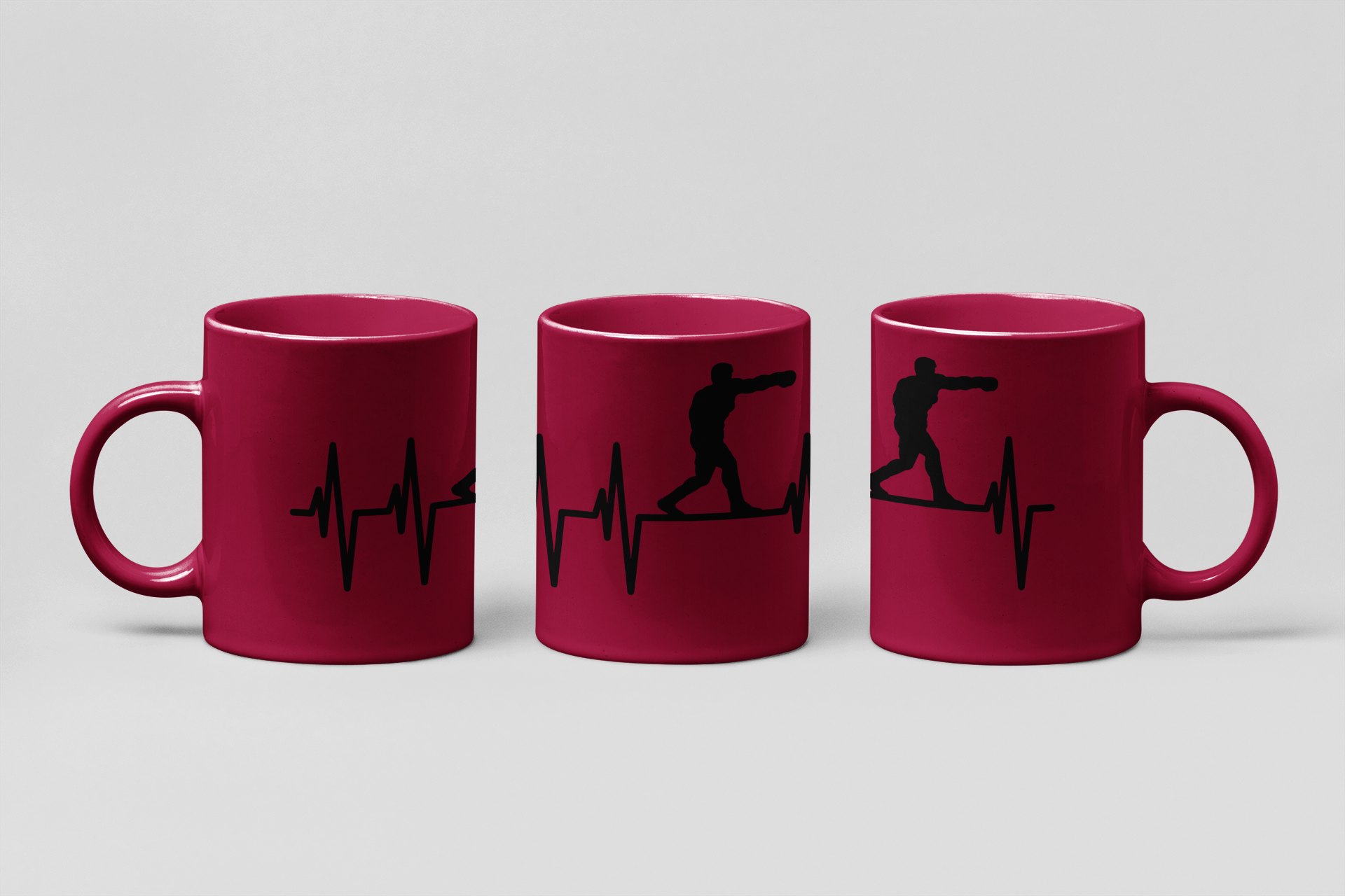 boxer pulse line boxing mug in burgundy