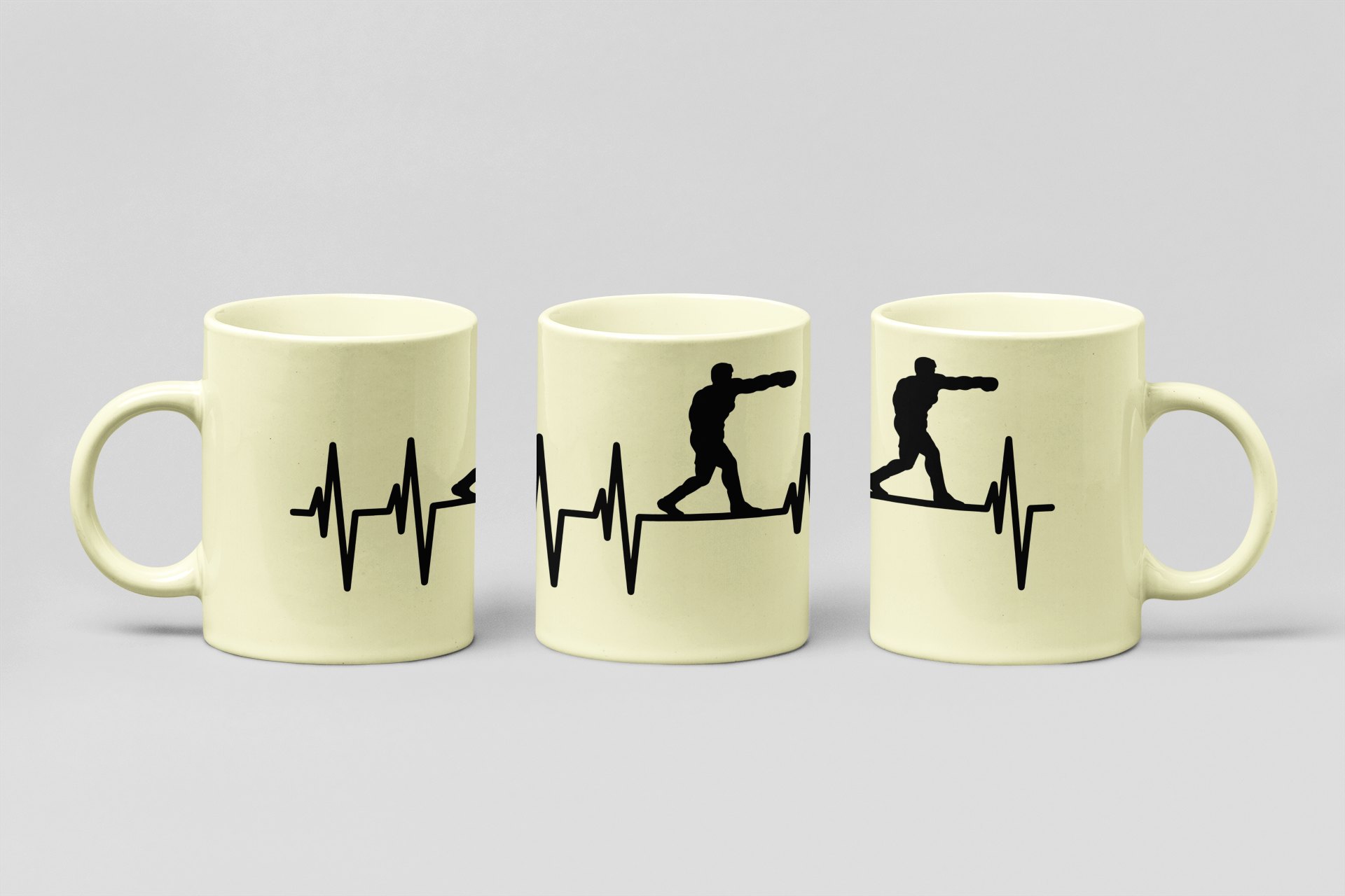 boxer pulse line boxing mug in cream