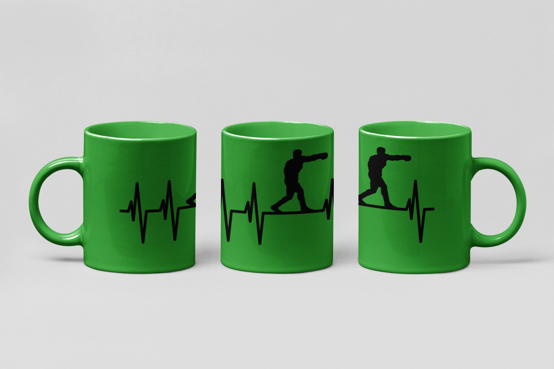 boxer pulse line boxing mug in forest green