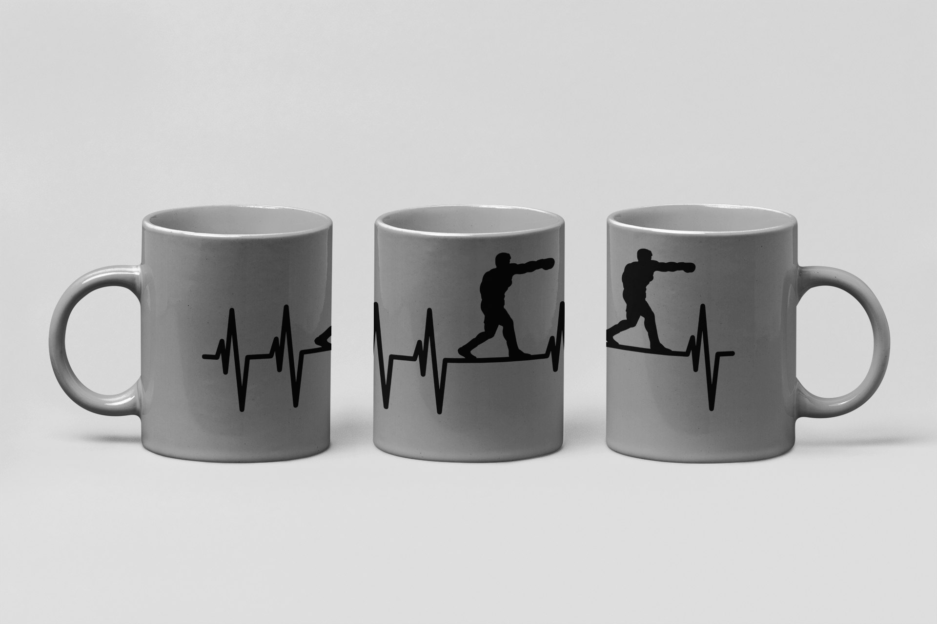 boxer pulse line boxing mug in grey
