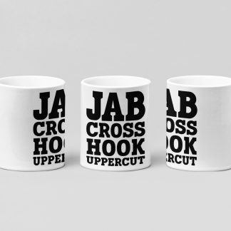 punch combo bold boxing mug in white
