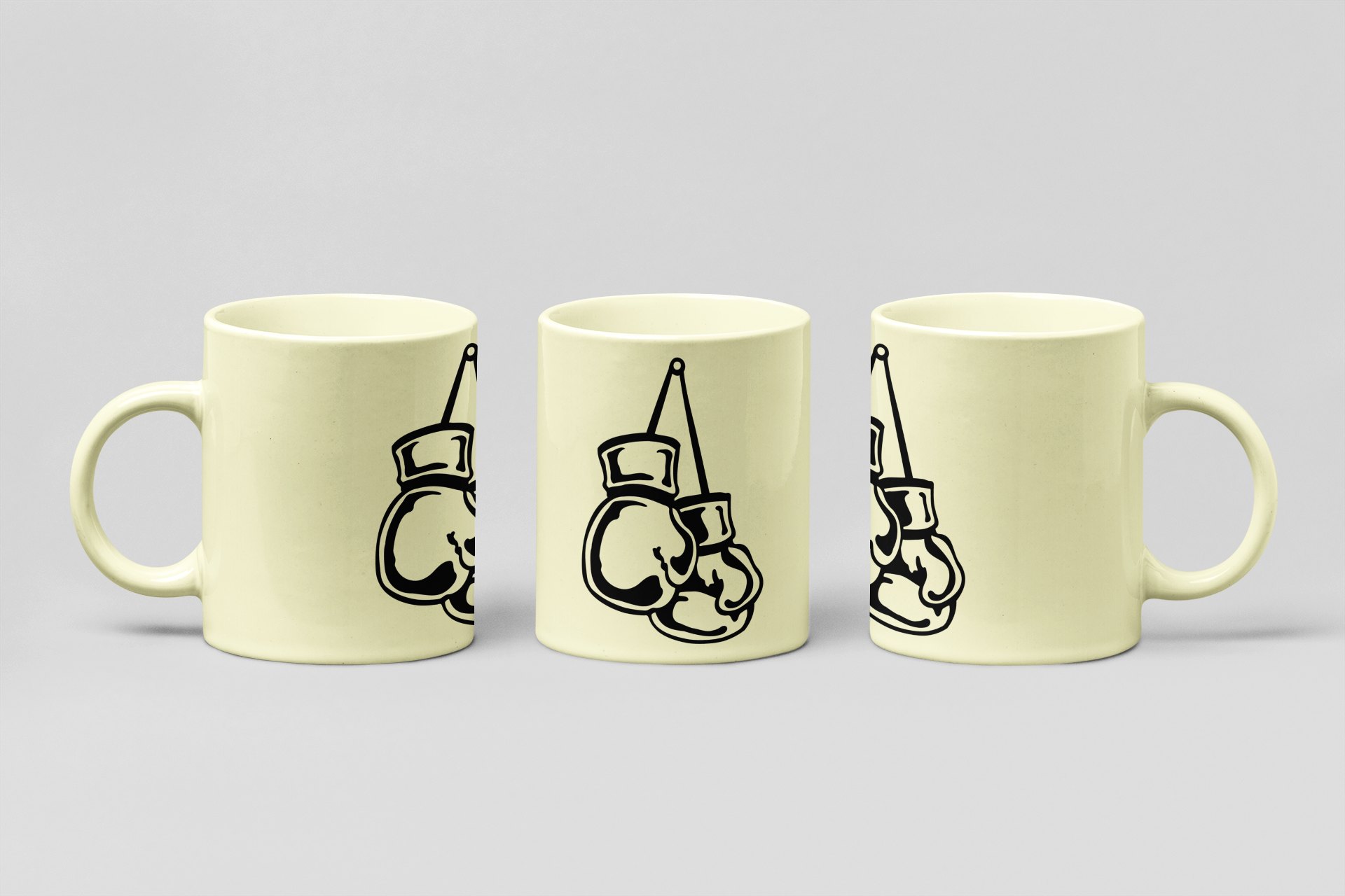 line gloves hanging boxing mug in cream