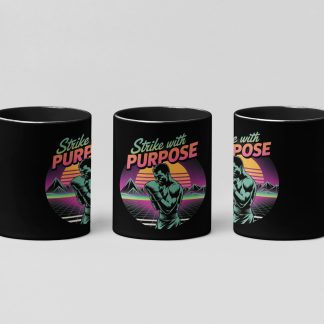 strike with purpose boxing mug in black