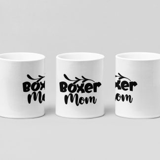 boxer mom script boxing mug in white