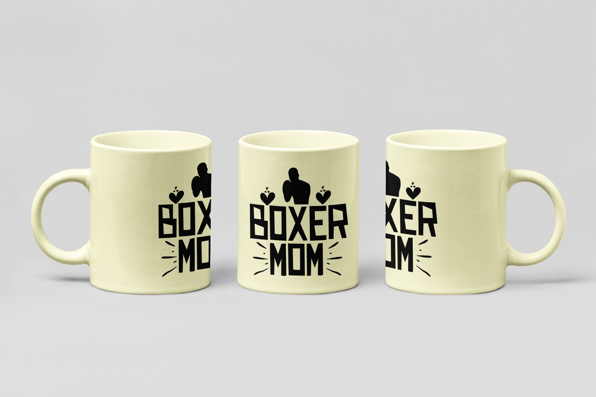 boxer mom bold boxing mug in cream
