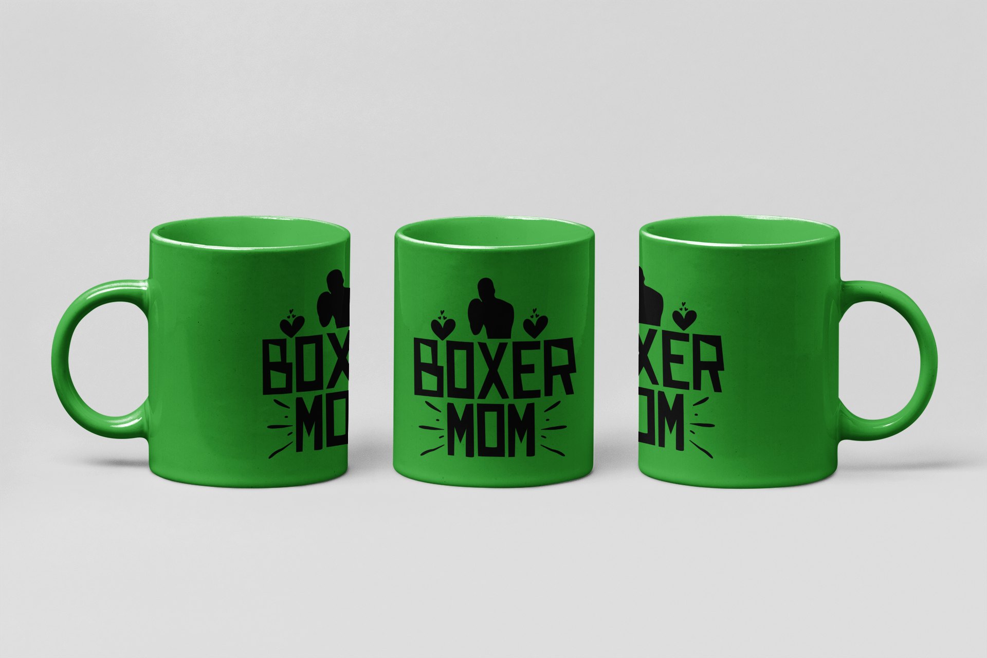 boxer mom bold boxing mug in forest green