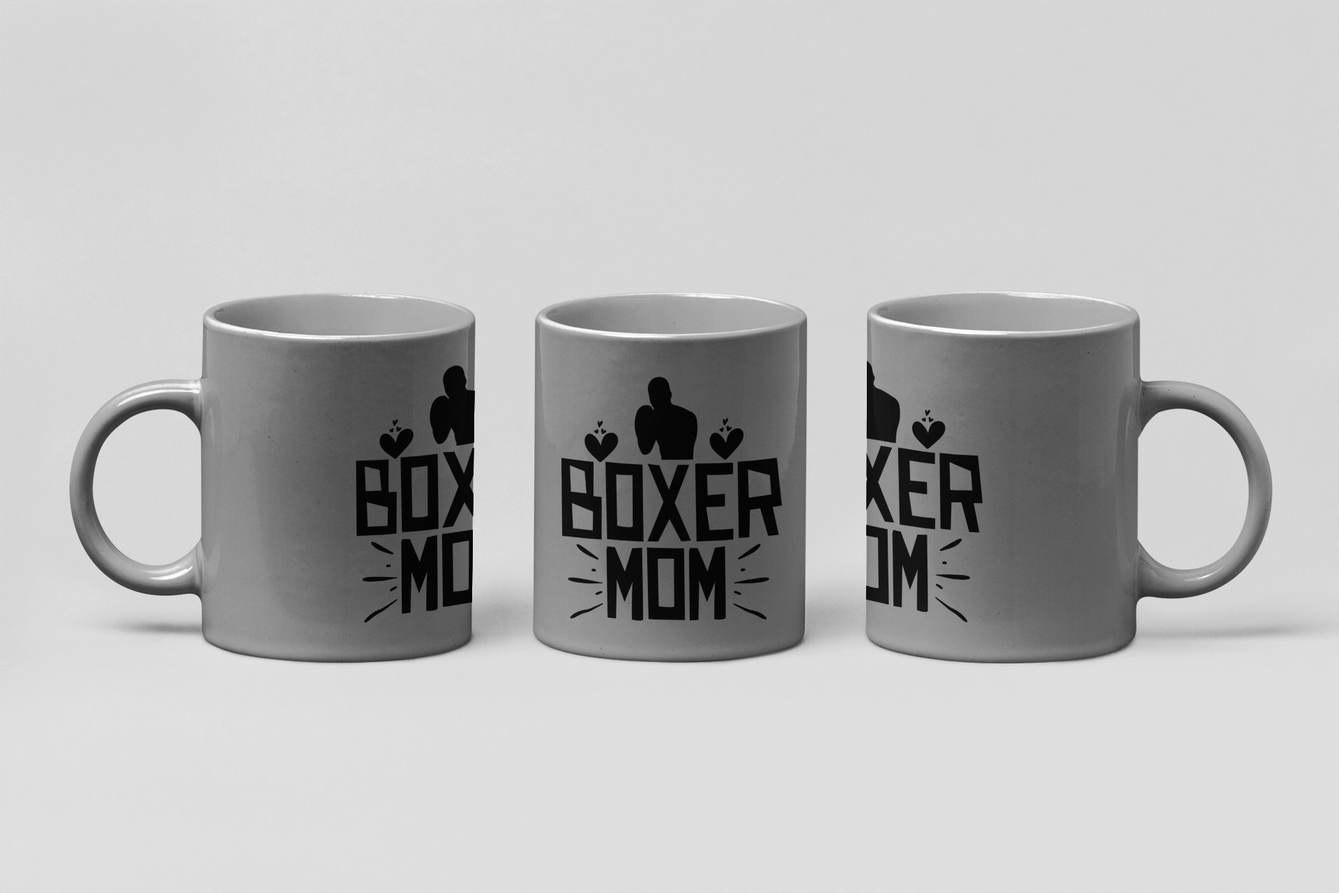 boxer mom bold boxing mug in grey