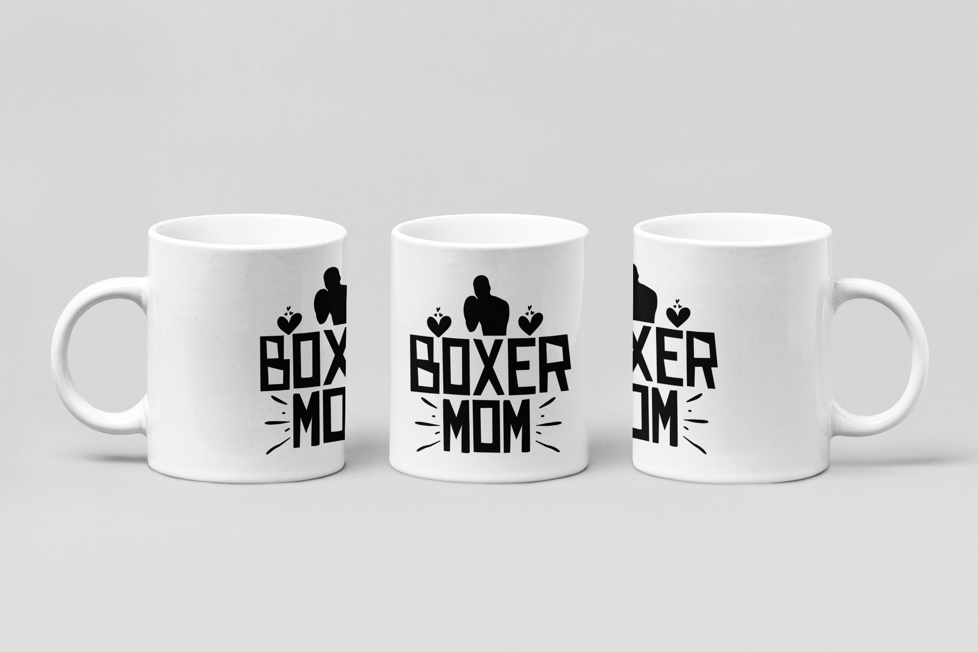 boxer mom bold boxing mug in white