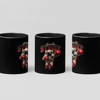 gravity strike astronaut boxing mug in black