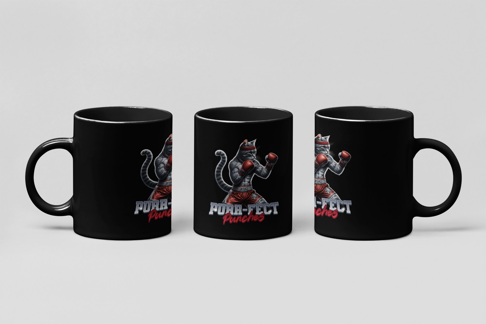 purr-fect punches boxing mug in black