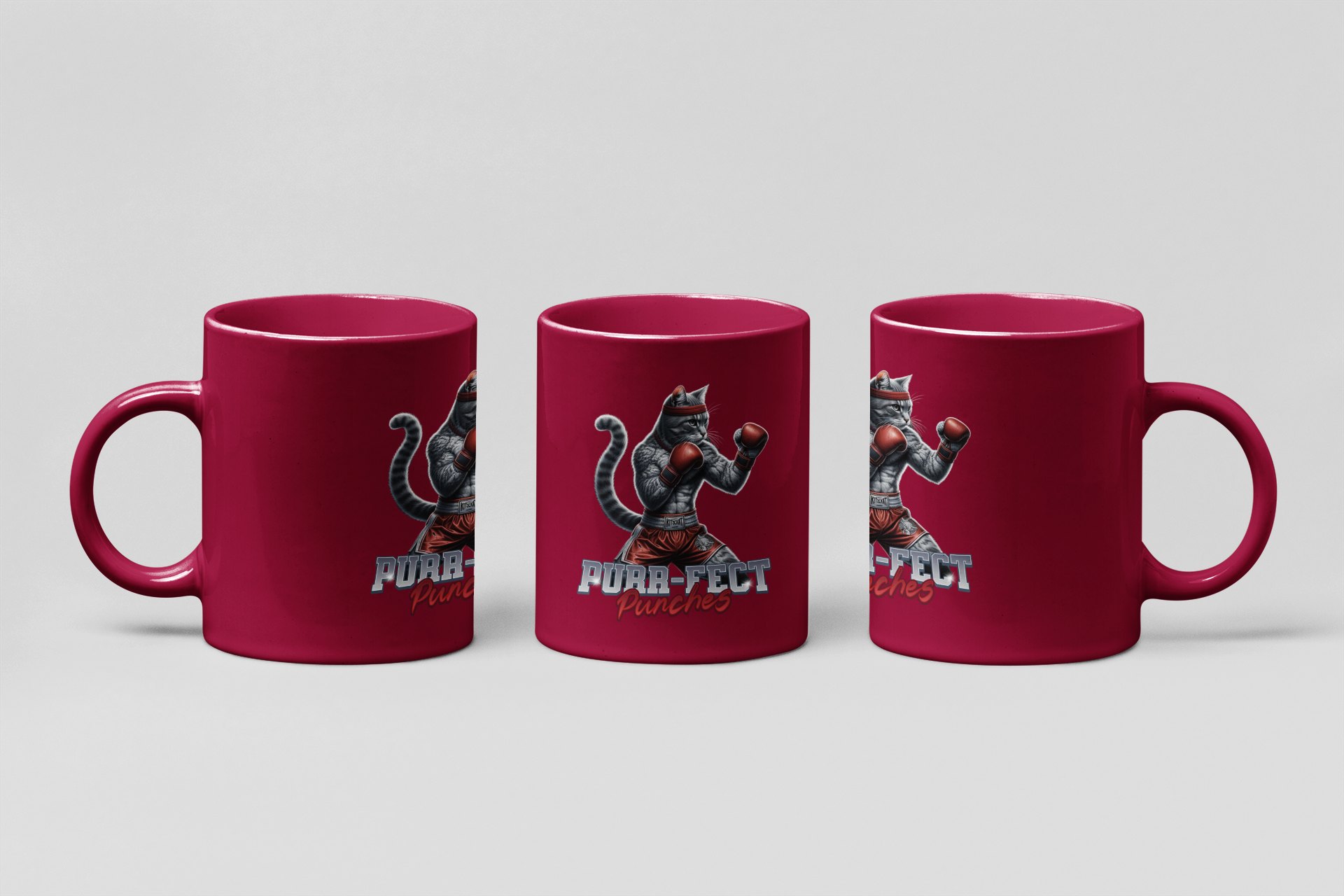 purr-fect punches boxing mug in burgundy