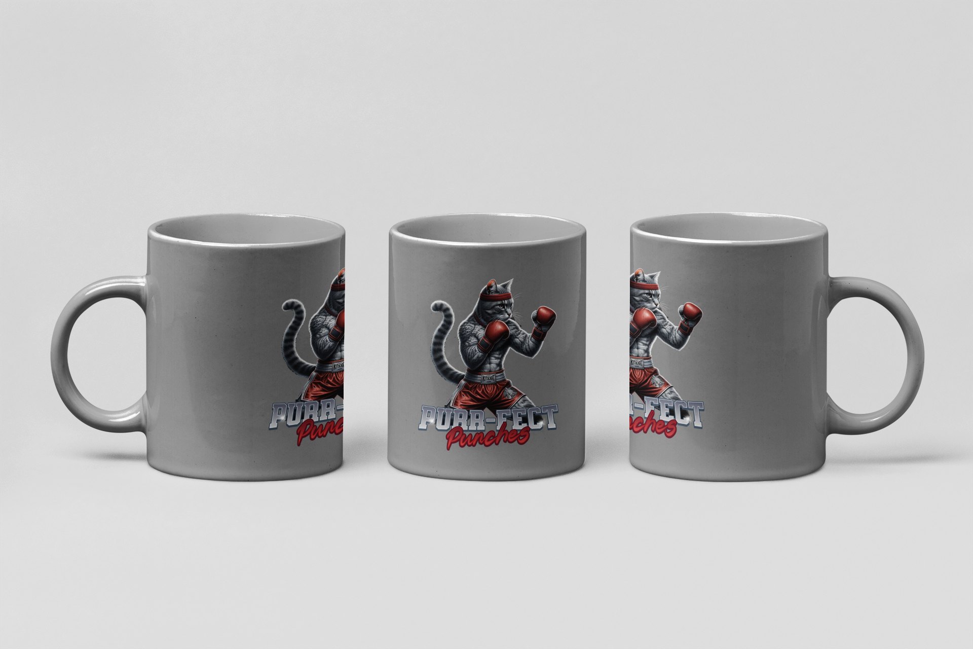 purr-fect punches boxing mug in grey